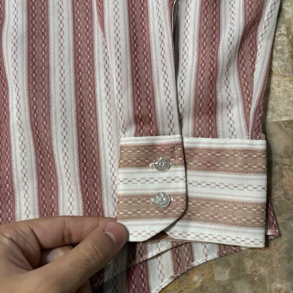 Vintage Le Mans Knit Shirt Mens Large White Red Permanent Press True 80s Dagger - Picture 7 of 10